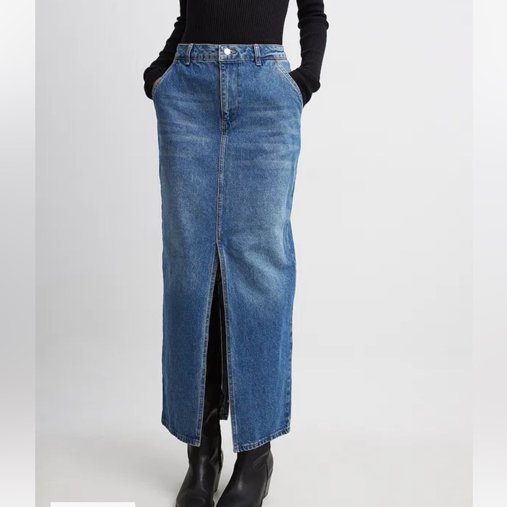 NA-KD denim midi skirt